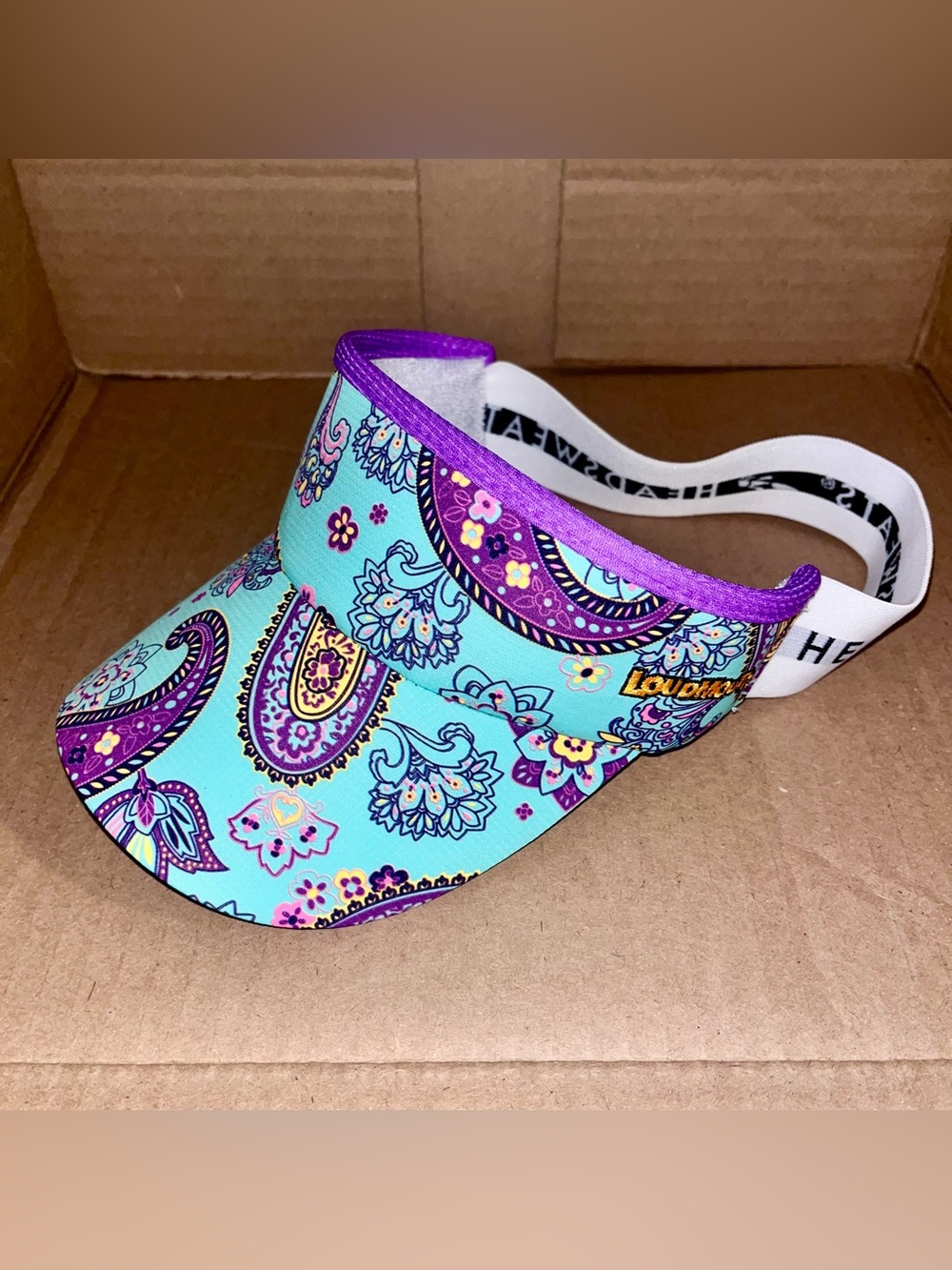 Headsweat Loudmouth Golf Visor Paisley Purple Paze Hat Sky Blue Floral